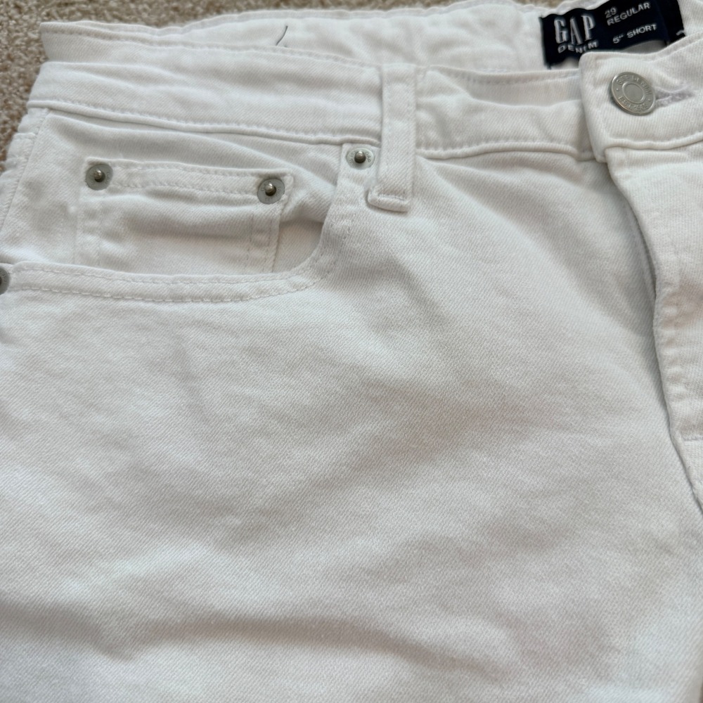GAP Denim Shorts Women 29 White 5" Inseam Mid Rise Stretch Cotton - Picture 7 of 7